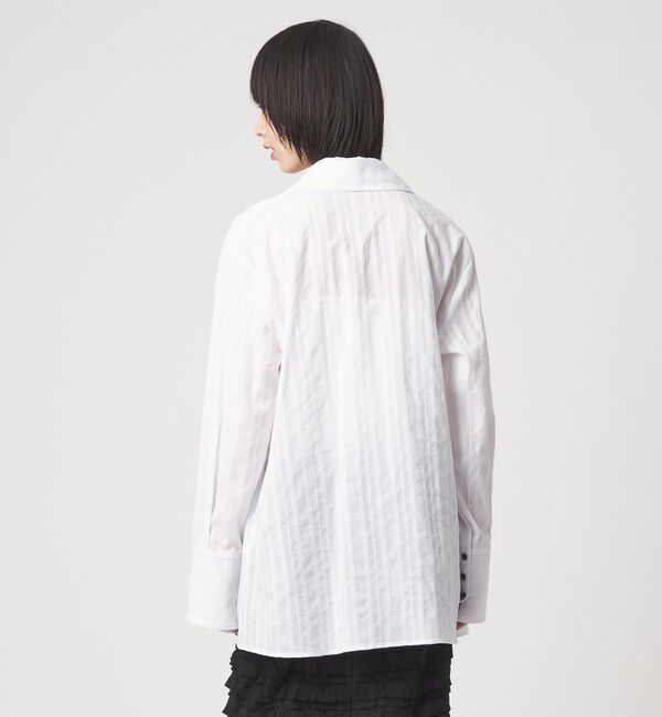 EMMEL REFINES「＜EMMEL REFINES＞EM C/ドビー ストライプ リボン シャツ」|シャツ・ブラウス|