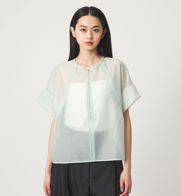 EMMEL REFINES「＜EMMEL REFINES＞EM シアー 2WAY ジップ ブラウス」|シャツ・ブラウス|