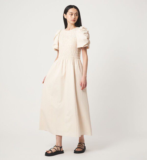 EMMEL REFINES「＜EMMEL REFINES＞EM ストライプ シャーリング フレア ワンピース」|ワンピース|