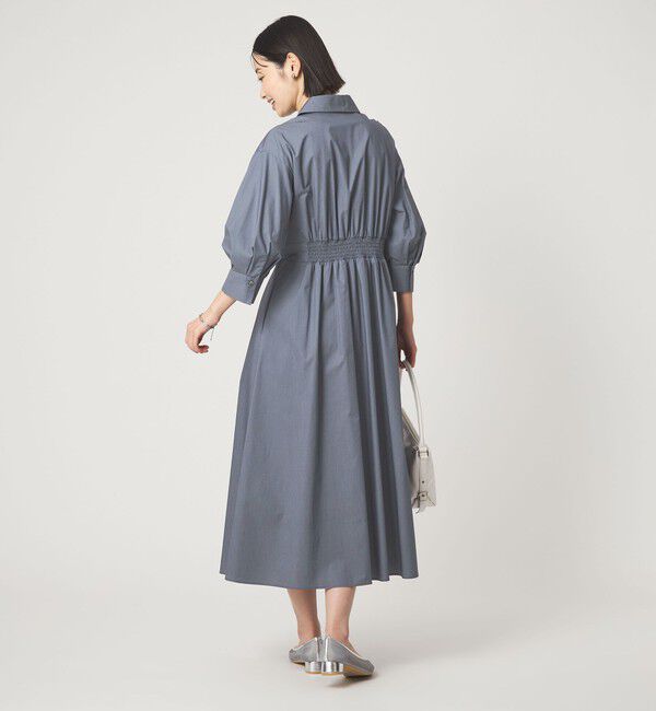 UNITED ARROWS green label relaxing「シャツ襟 フィット＆フレア タック 5分袖 ワンピース」|ワンピース|