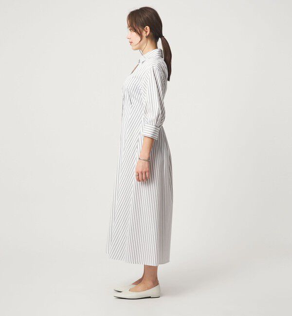 UNITED ARROWS green label relaxing「シャツ襟 フィット＆フレア タック 5分袖 ワンピース」|ワンピース|