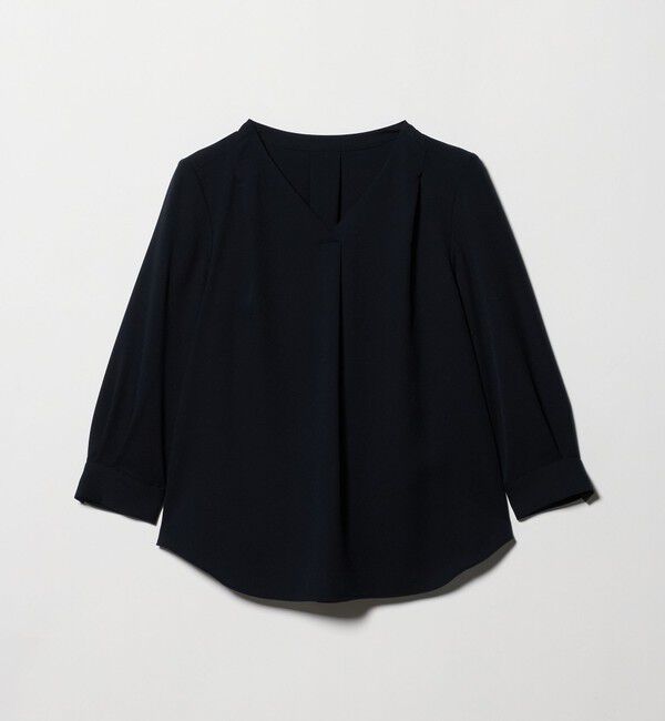 UNITED ARROWS green label relaxing「Vネック 7分袖 ブラウス マシンウォッシャブル」|シャツ・ブラウス|NAVY