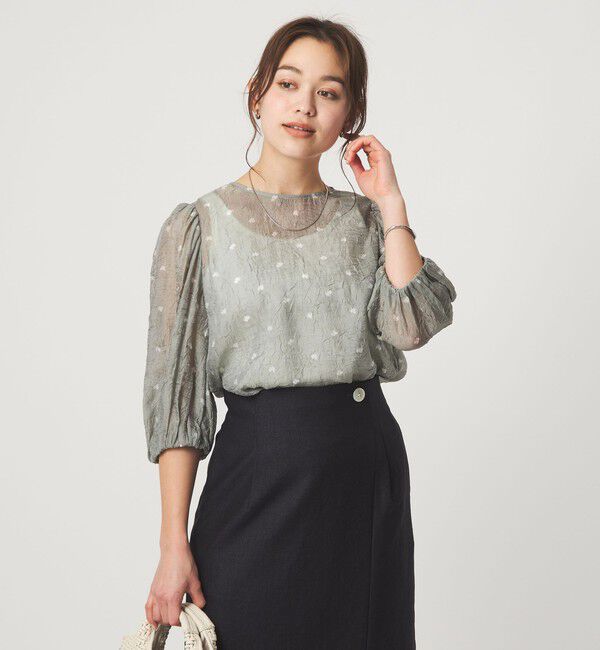 UNITED ARROWS green label relaxing「ワッシャープリント ブラウス」|シャツ・ブラウス|LT.GRAY