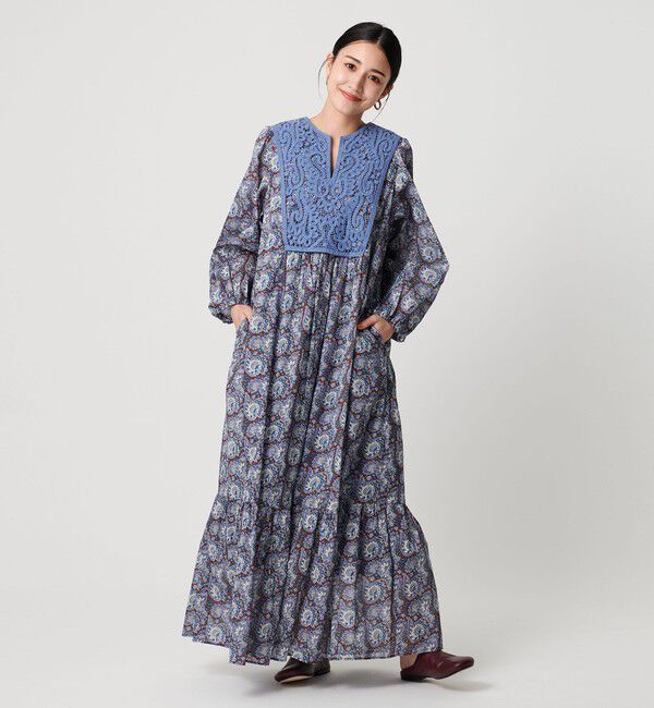 BEAUTY&YOUTH UNITED ARROWS「＜ne Quittez pas＞ペイズリーレースドレス」|ワンピース|NAVY