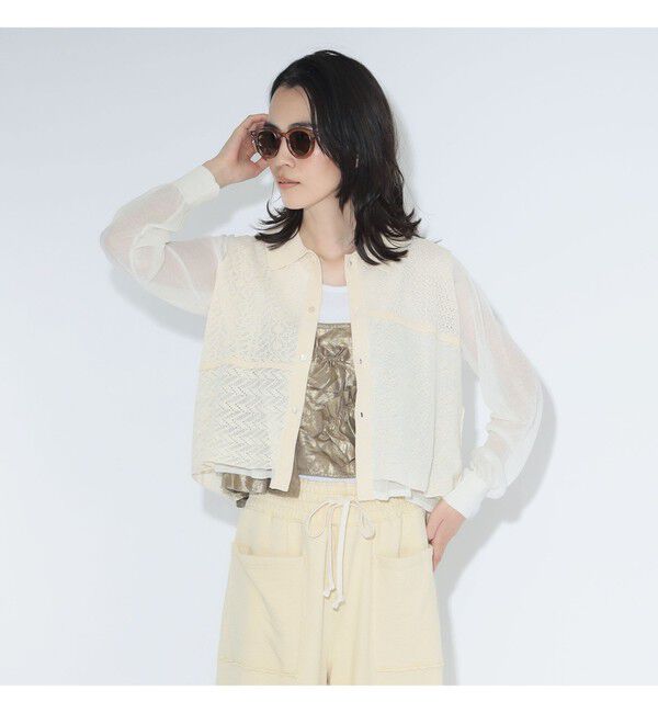 BEAMSBOY「maturely / オープン ワーク レイヤード カーディガン」|ニット・セーター|