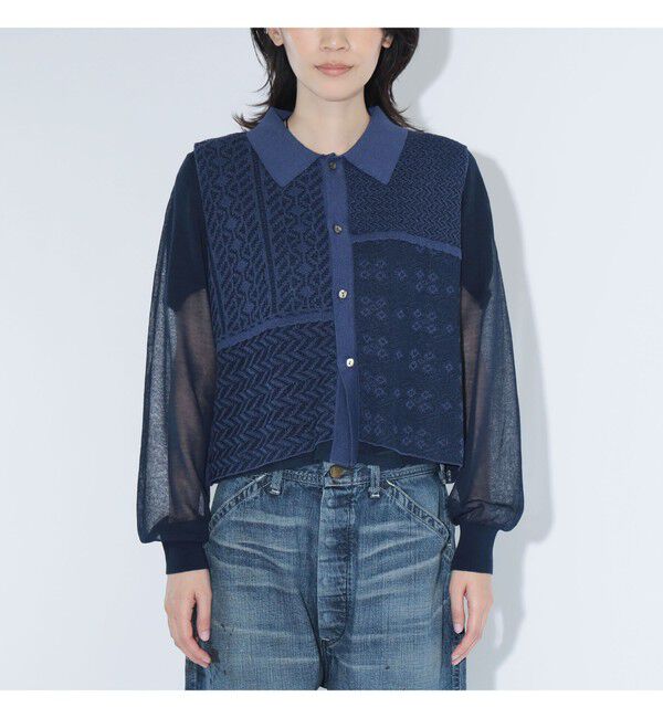 BEAMSBOY「maturely / オープン ワーク レイヤード カーディガン」|ニット・セーター|