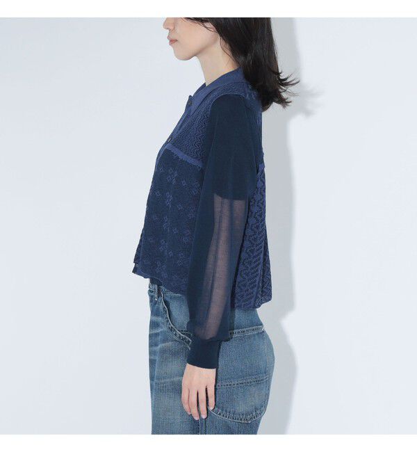 BEAMSBOY「maturely / オープン ワーク レイヤード カーディガン」|ニット・セーター|