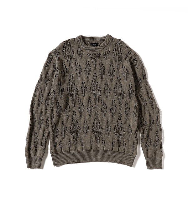 BEAMS「リラックスフィット 3ゲージ クルーネック ニット」|ニット・セーター|GREY