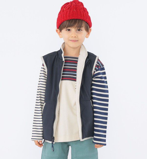 SHIPS KIDS「SHIPS KIDS:100～130cm /〈撥水/手洗い可能〉ボア リバーシブル ベスト」|ダウンベスト・ベスト|