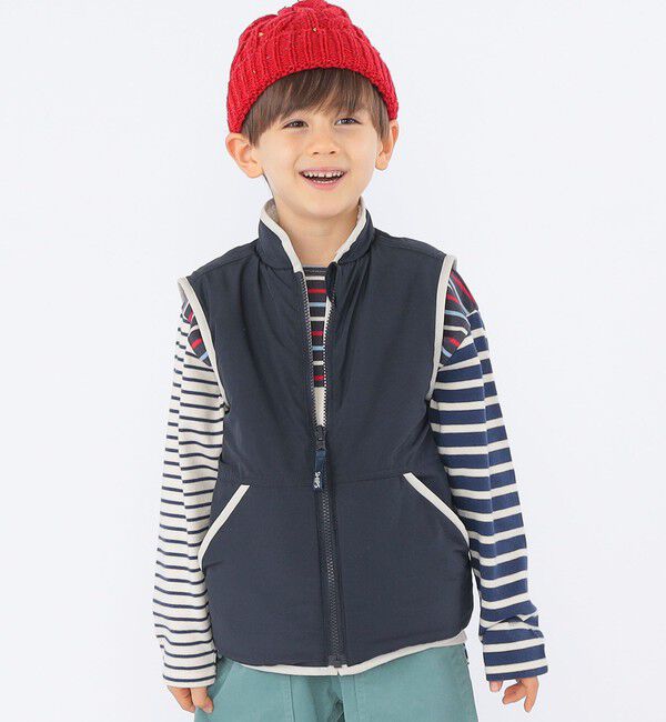SHIPS KIDS「SHIPS KIDS:100～130cm /〈撥水/手洗い可能〉ボア リバーシブル ベスト」|ダウンベスト・ベスト|