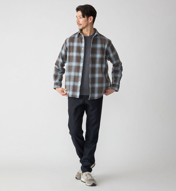 SHIPS「SHIPS: Shuttle notes レギュラーカラー オンブレチェック 長袖 ネルシャツ」|シャツ・ブラウス|