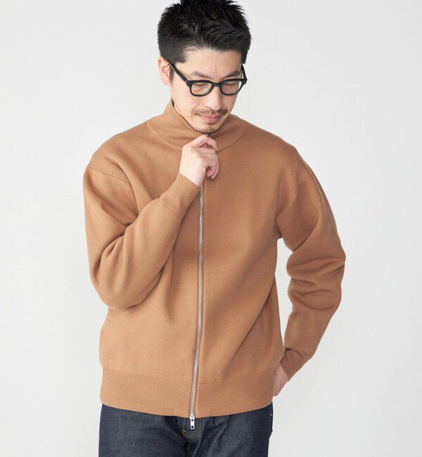 SHIPS「SHIPS: 〈手洗い可能〉 ダブルフェイス コットン カシミヤ スタンドジップ ニット ブルゾン」|カーディガン|