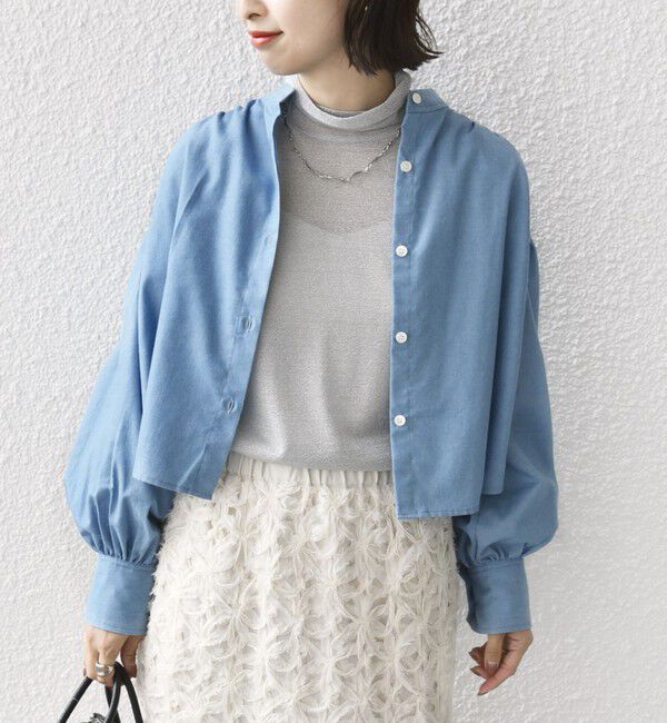 SHIPS for women「* 〈手洗い可能〉クロップド ギャザー シャツ ◇」|シャツ・ブラウス|