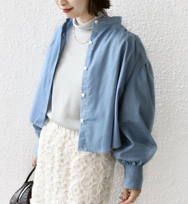 SHIPS for women「* 〈手洗い可能〉クロップド ギャザー シャツ ◇」|シャツ・ブラウス|