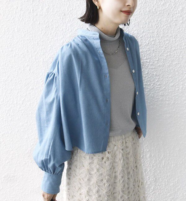 SHIPS for women「* 〈手洗い可能〉クロップド ギャザー シャツ ◇」|シャツ・ブラウス|