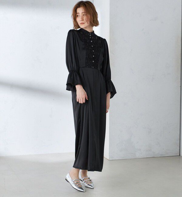 SHIPS for women「【SHIPS別注】A PUPIL:〈洗濯機可能〉サテン ロング ワンピース」|ワンピース|