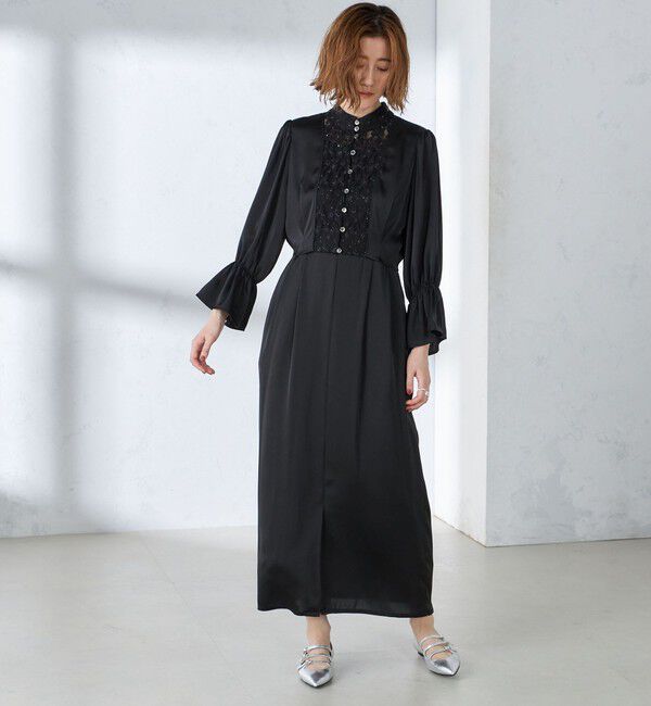 SHIPS for women「【SHIPS別注】A PUPIL:〈洗濯機可能〉サテン ロング ワンピース」|ワンピース|