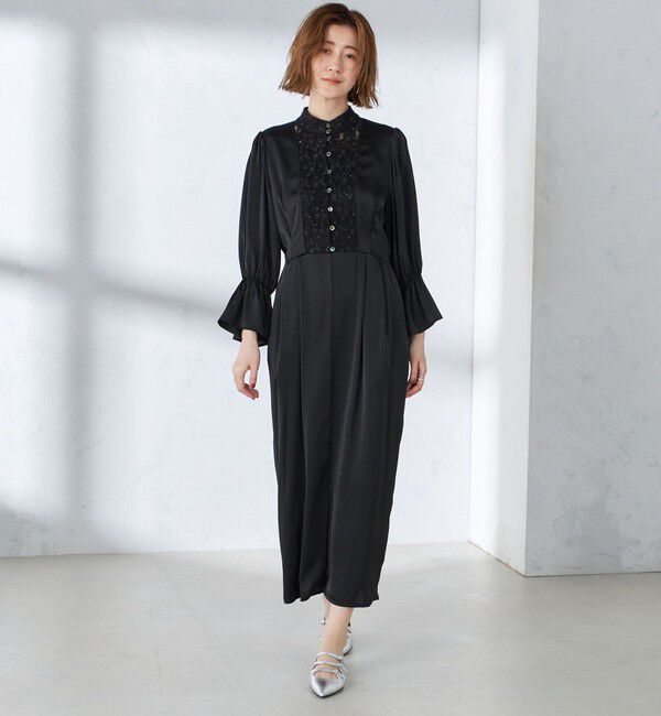 SHIPS for women「【SHIPS別注】A PUPIL:〈洗濯機可能〉サテン ロング ワンピース」|ワンピース|