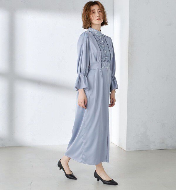 SHIPS for women「【SHIPS別注】A PUPIL:〈洗濯機可能〉サテン ロング ワンピース」|ワンピース|