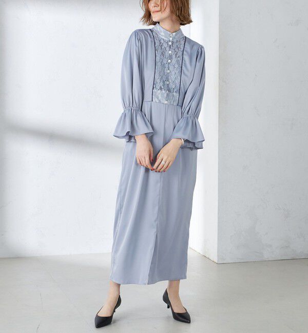 SHIPS for women「【SHIPS別注】A PUPIL:〈洗濯機可能〉サテン ロング ワンピース」|ワンピース|