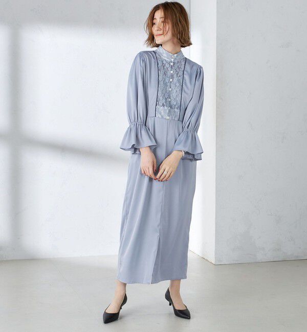 SHIPS for women「【SHIPS別注】A PUPIL:〈洗濯機可能〉サテン ロング ワンピース」|ワンピース|