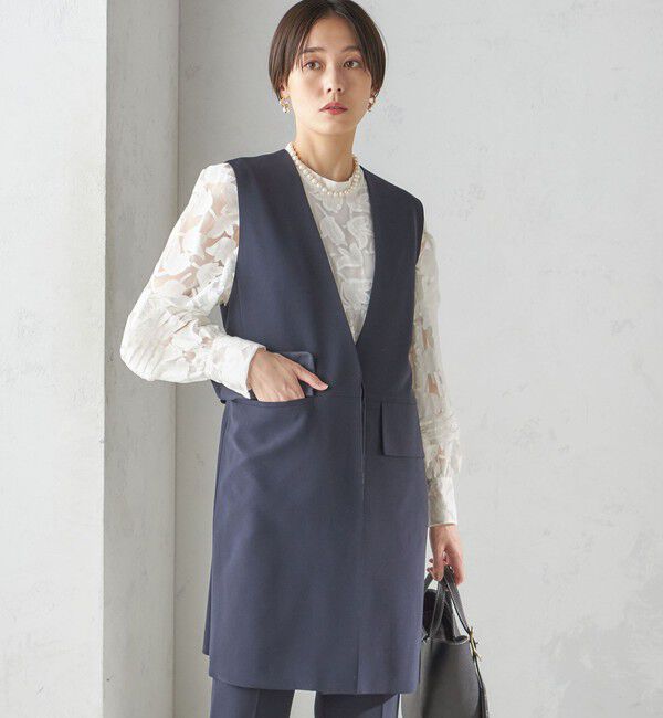 SHIPS for women「〈手洗い可能〉トリアセテート混 ロング ジレ（セットアップ対応可）」|ベスト・ジレ|