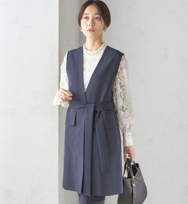 SHIPS for women「〈手洗い可能〉トリアセテート混 ロング ジレ（セットアップ対応可）」|ベスト・ジレ|