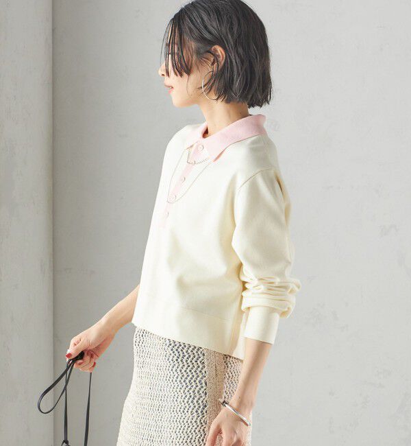 SHIPS for women「〈手洗い可能〉配色 ポロカラー プルオーバー」|ニット・セーター|