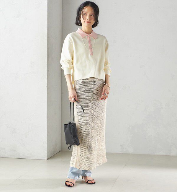 SHIPS for women「〈手洗い可能〉配色 ポロカラー プルオーバー」|ニット・セーター|