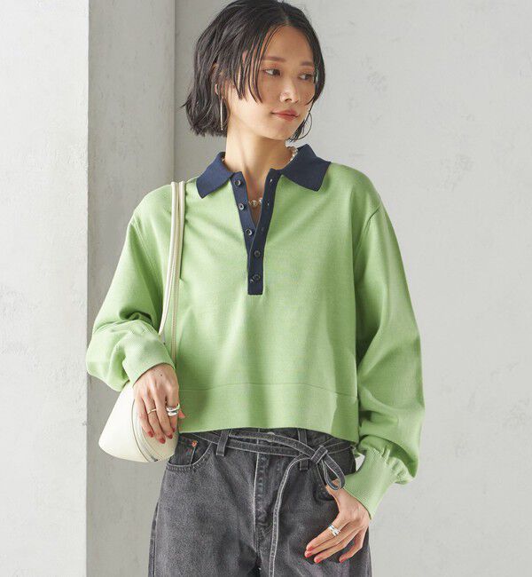 SHIPS for women「〈手洗い可能〉配色 ポロカラー プルオーバー」|ニット・セーター|