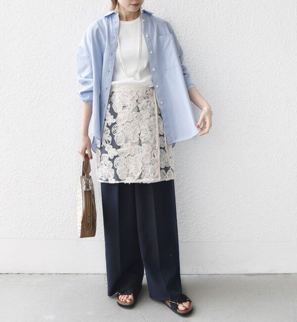 SHIPS for women「《予約》〈手洗い可能〉フラワー 刺繍 チュール ラップ スカート」|スカート|