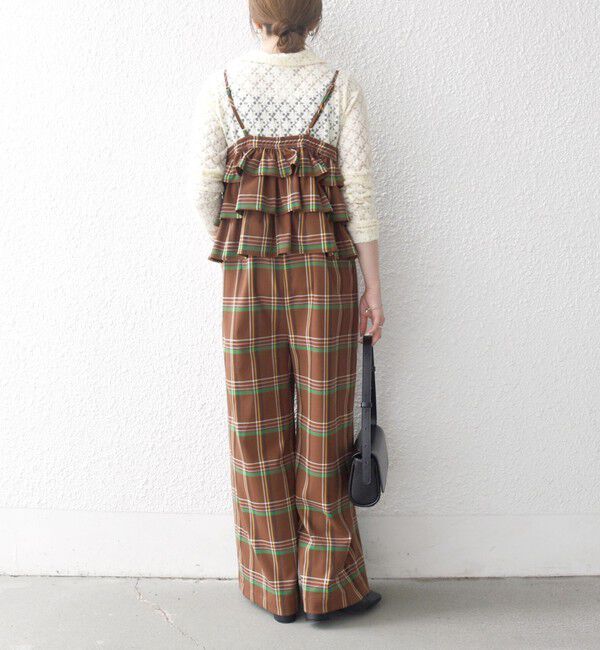 SHIPS any「SHIPS any:〈洗濯機可能〉チェック フリル ティアード サロペット」|オールインワン|