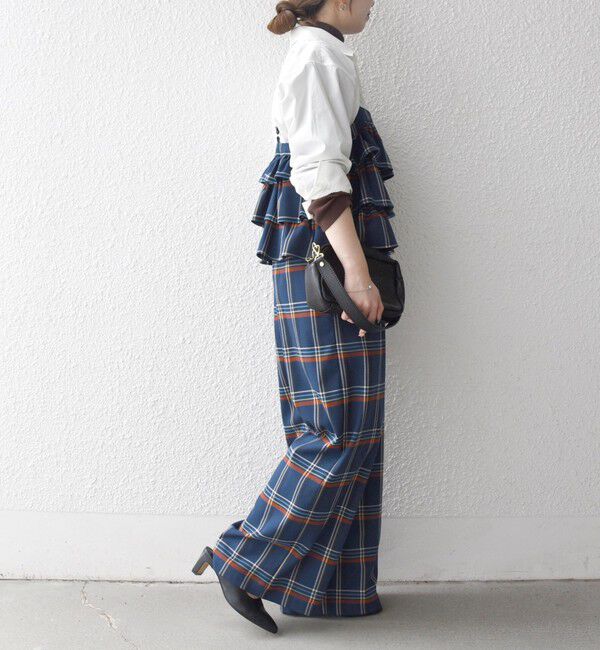 SHIPS any「SHIPS any:〈洗濯機可能〉チェック フリル ティアード サロペット」|オールインワン|