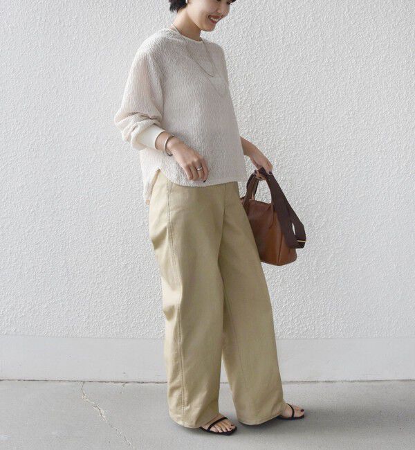 SHIPS for women「〈手洗い可能〉ランダム ブルーゼ 袖 タック プルオーバー」|Tシャツ・カットソー|