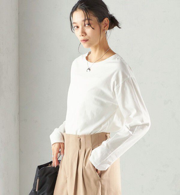 SHIPS for women「〈洗濯機可能〉オーガニックコットン ロング スリーブ TEE」|Tシャツ・カットソー|