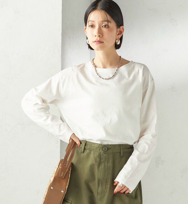 SHIPS for women「〈洗濯機可能〉オーガニックコットン ロング スリーブ TEE」|Tシャツ・カットソー|