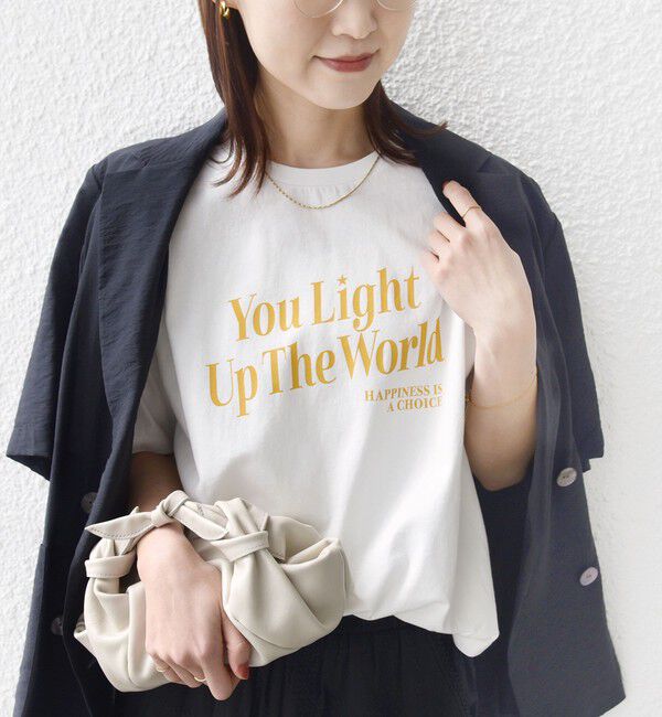 SHIPS for women「《予約》【SHIPS別注】81BRANCA: 5分袖 ロゴ TEE」|Tシャツ・カットソー|