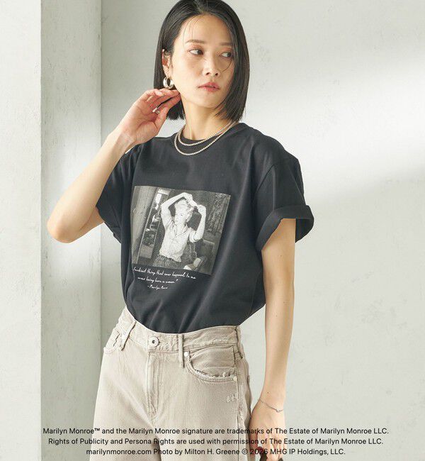SHIPS for women「《予約》【SHIPS別注】Marilyn Monroe / フォト TEE」|Tシャツ・カットソー|ブラック