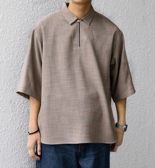 SHIPS any「SHIPS any:〈洗濯機可能〉FUTURE LINEN CANVAS リネンライク スキッパー プルオーバーシャツ◆」|シャツ・ブラウス|