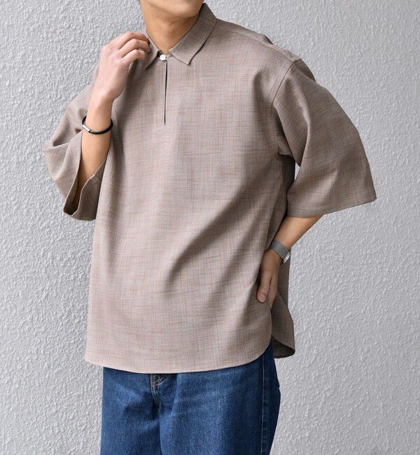 SHIPS any「SHIPS any:〈洗濯機可能〉FUTURE LINEN CANVAS リネンライク スキッパー プルオーバーシャツ◆」|シャツ・ブラウス|