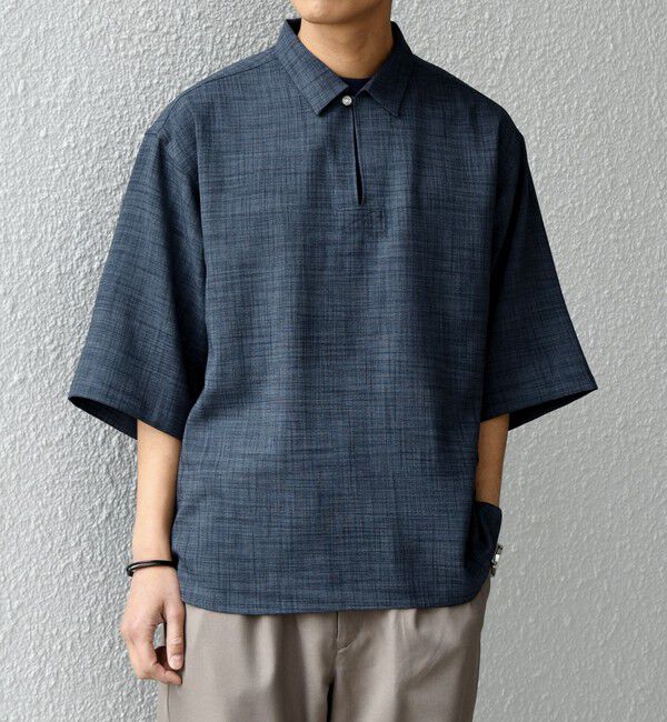 SHIPS any「SHIPS any:〈洗濯機可能〉FUTURE LINEN CANVAS リネンライク スキッパー プルオーバーシャツ◆」|シャツ・ブラウス|