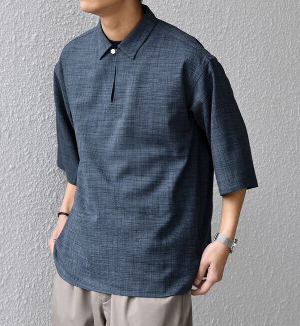 SHIPS any「SHIPS any:〈洗濯機可能〉FUTURE LINEN CANVAS リネンライク スキッパー プルオーバーシャツ◆」|シャツ・ブラウス|