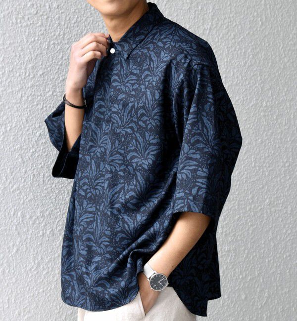 SHIPS any「SHIPS any:〈洗濯機可能〉FUTURE LINEN CANVAS リネンライク スキッパー プルオーバーシャツ◆」|シャツ・ブラウス|ダークブルー