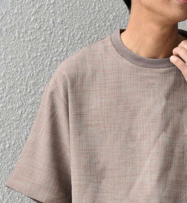 SHIPS any「SHIPS any:〈洗濯機可能〉FUTURE LINEN CANVAS リネンライク デザイン リブ ポケット Tシャツ◆」|Tシャツ・カットソー|