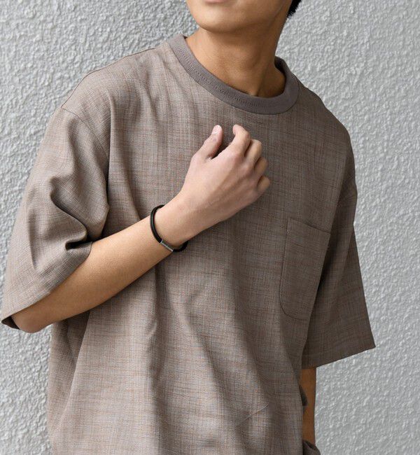 SHIPS any「SHIPS any:〈洗濯機可能〉FUTURE LINEN CANVAS リネンライク デザイン リブ ポケット Tシャツ◆」|Tシャツ・カットソー|