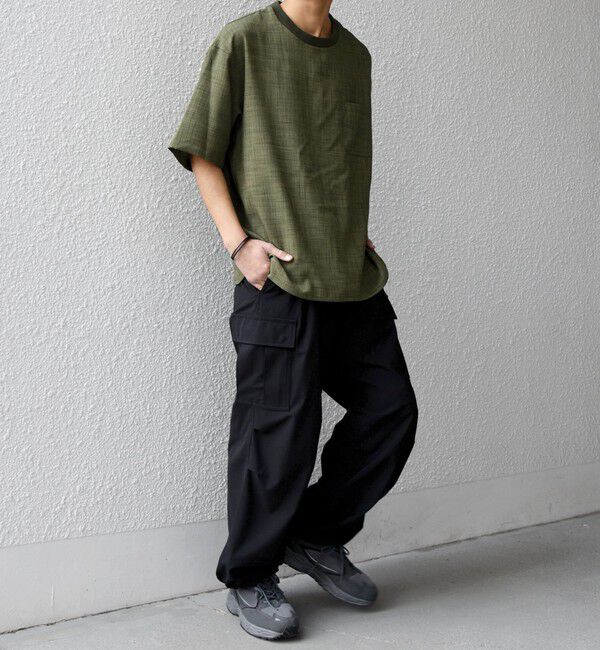 SHIPS any「SHIPS any:〈洗濯機可能〉FUTURE LINEN CANVAS リネンライク デザイン リブ ポケット Tシャツ◆」|Tシャツ・カットソー|