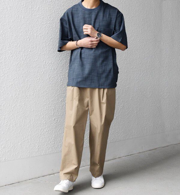 SHIPS any「SHIPS any:〈洗濯機可能〉FUTURE LINEN CANVAS リネンライク デザイン リブ ポケット Tシャツ◆」|Tシャツ・カットソー|