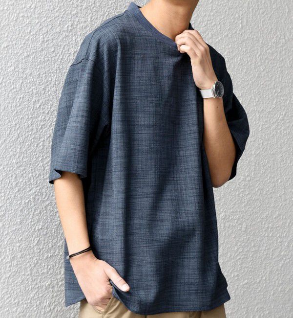 SHIPS any「SHIPS any:〈洗濯機可能〉FUTURE LINEN CANVAS リネンライク デザイン リブ ポケット Tシャツ◆」|Tシャツ・カットソー|