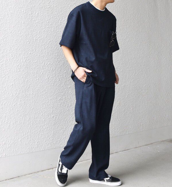 SHIPS any「SHIPS any:〈洗濯機可能〉FUTURE LINEN CANVAS リネンライク デザイン リブ ポケット Tシャツ◆」|Tシャツ・カットソー|