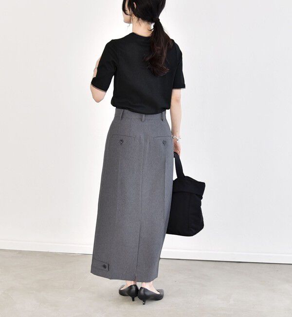 quaranciel「《予約》quaranciel:〈手洗い可能〉ラメ リブ ハーフスリーブ クルーネック TEE」|Tシャツ・カットソー|